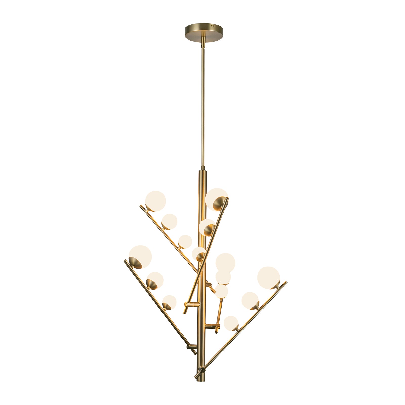 Cypress 18-in Brushed Gold/Opal Glass LED Chandelier