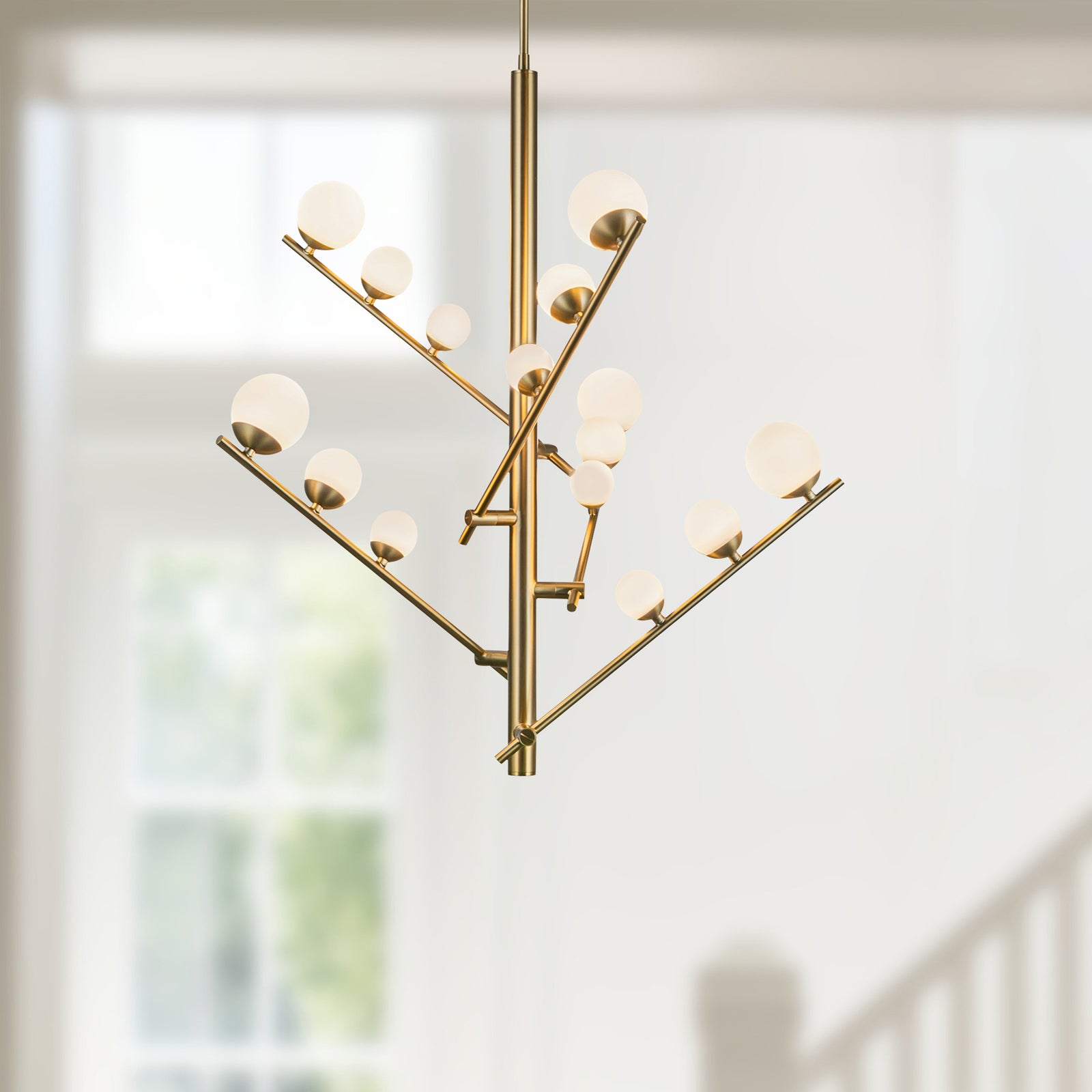 Cypress 18-in Brushed Gold/Opal Glass LED Chandelier
