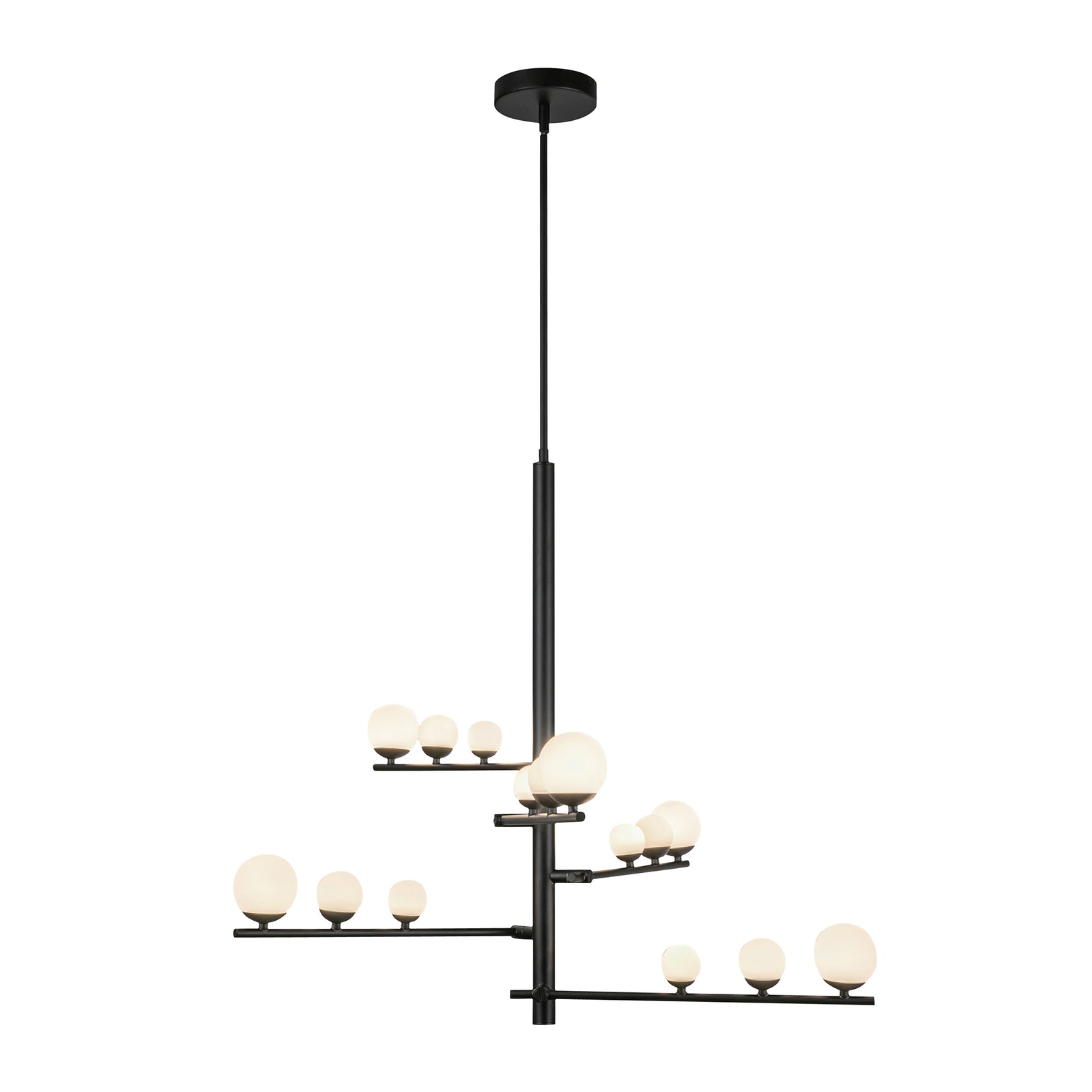 Cypress 18-in Black/Opal Glass LED Chandelier