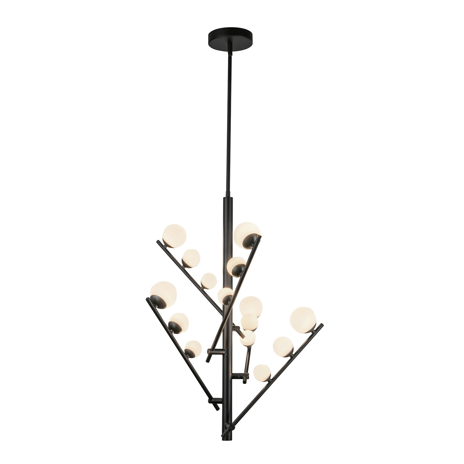 Cypress 18-in Black/Opal Glass LED Chandelier
