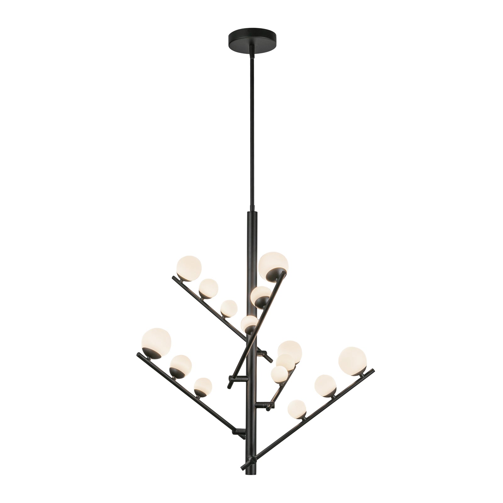 Cypress 18-in Black/Opal Glass LED Chandelier