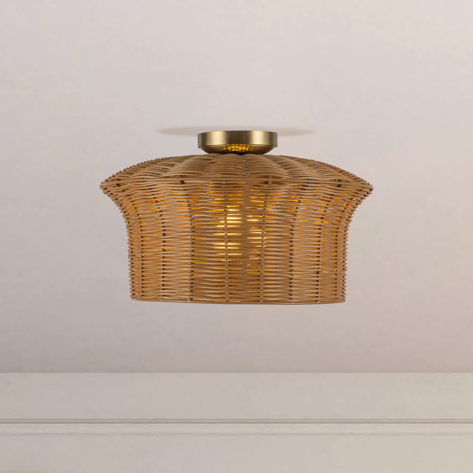 Kai 16-in Brushed Gold Socket Semi-Flush Mount
