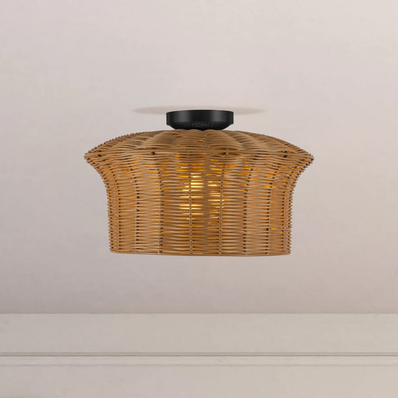 Kai 16-in Matte Black Socket Semi-Flush Mount