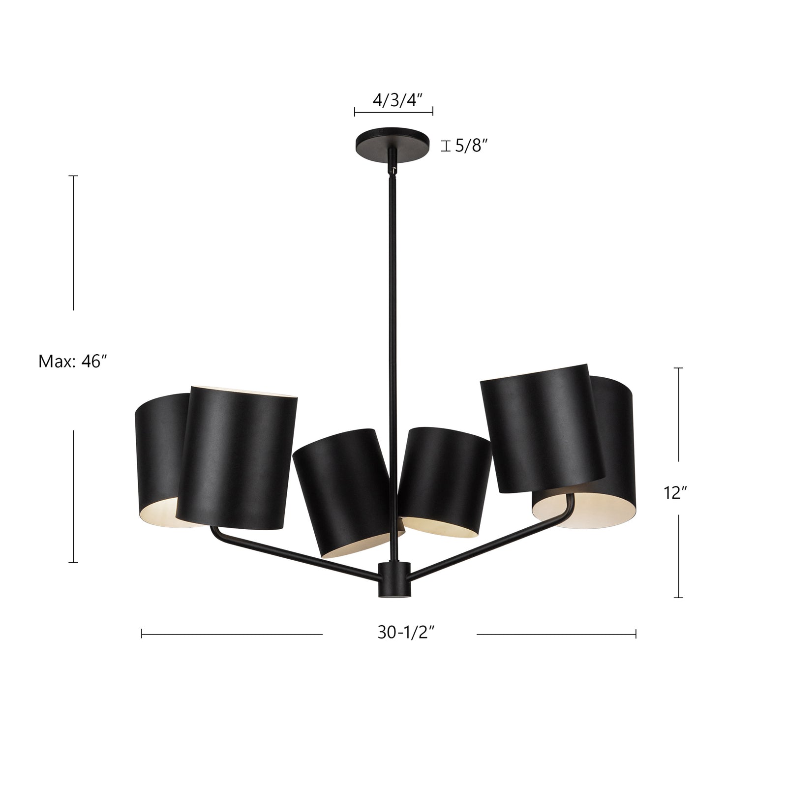 Keiko 30-in Brushed Gold 6 Lights Chandelier
