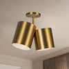 Keiko 14-in Brushed Gold 2 Lights Semi-Flush