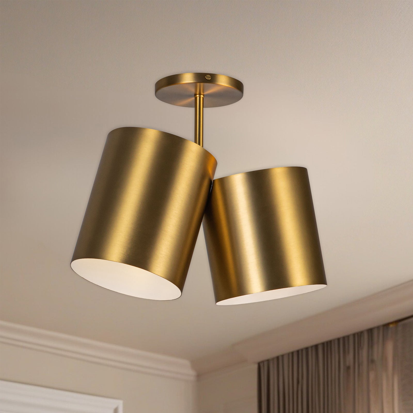Keiko 14-in Brushed Gold 2 Lights Semi-Flush