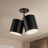 Keiko 14-in Black 2 Lights Semi-Flush