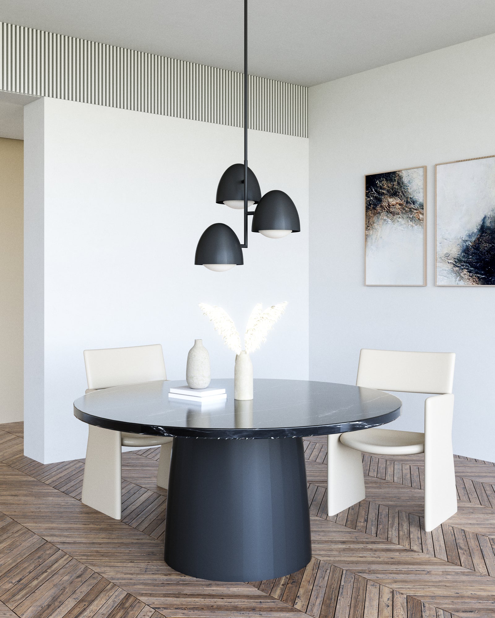 Kenji 24-in Matte Black/Opal Matte Glass 3 Lights Chandeliers