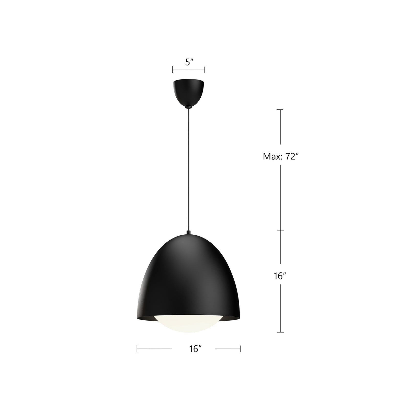 Kenji 16-in Matte Black/Opal Matte Glass 1 Light Pendant