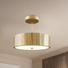 Kensington 12-in Vintage Brass LED Semi Flush Mount
