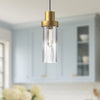 Kent 5-in Brushed Gold/Clear Ribbed Glass 1 Light Pendant