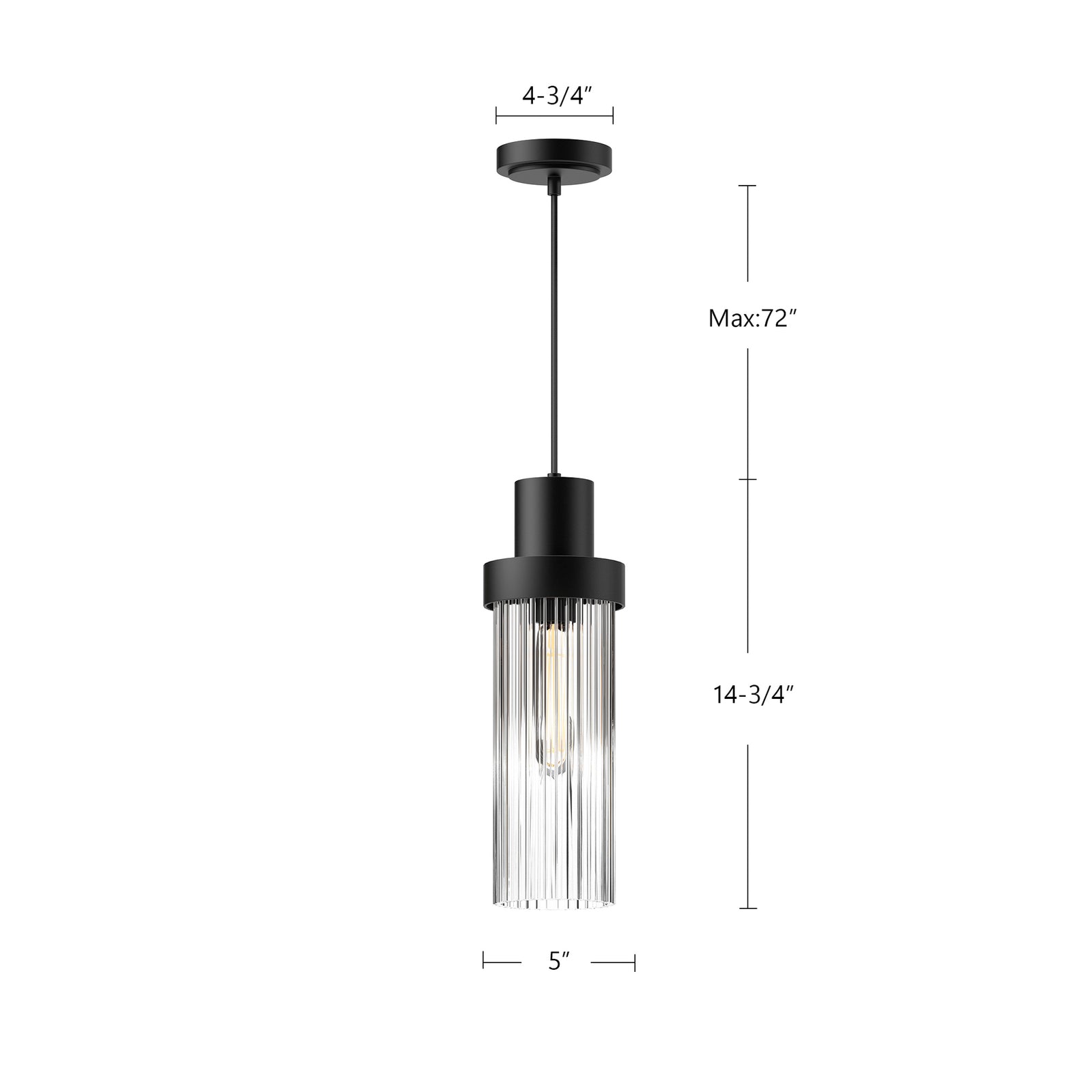 Kent 5-in Chrome/Clear Ribbed Glass 1 Light Pendant