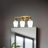 Kingsley 22-in Aged Gold/Clear Glass 3 Lights Vanity
