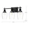 Kingsley 22-in Clear Glass/Matte Black 3 Lights Vanity