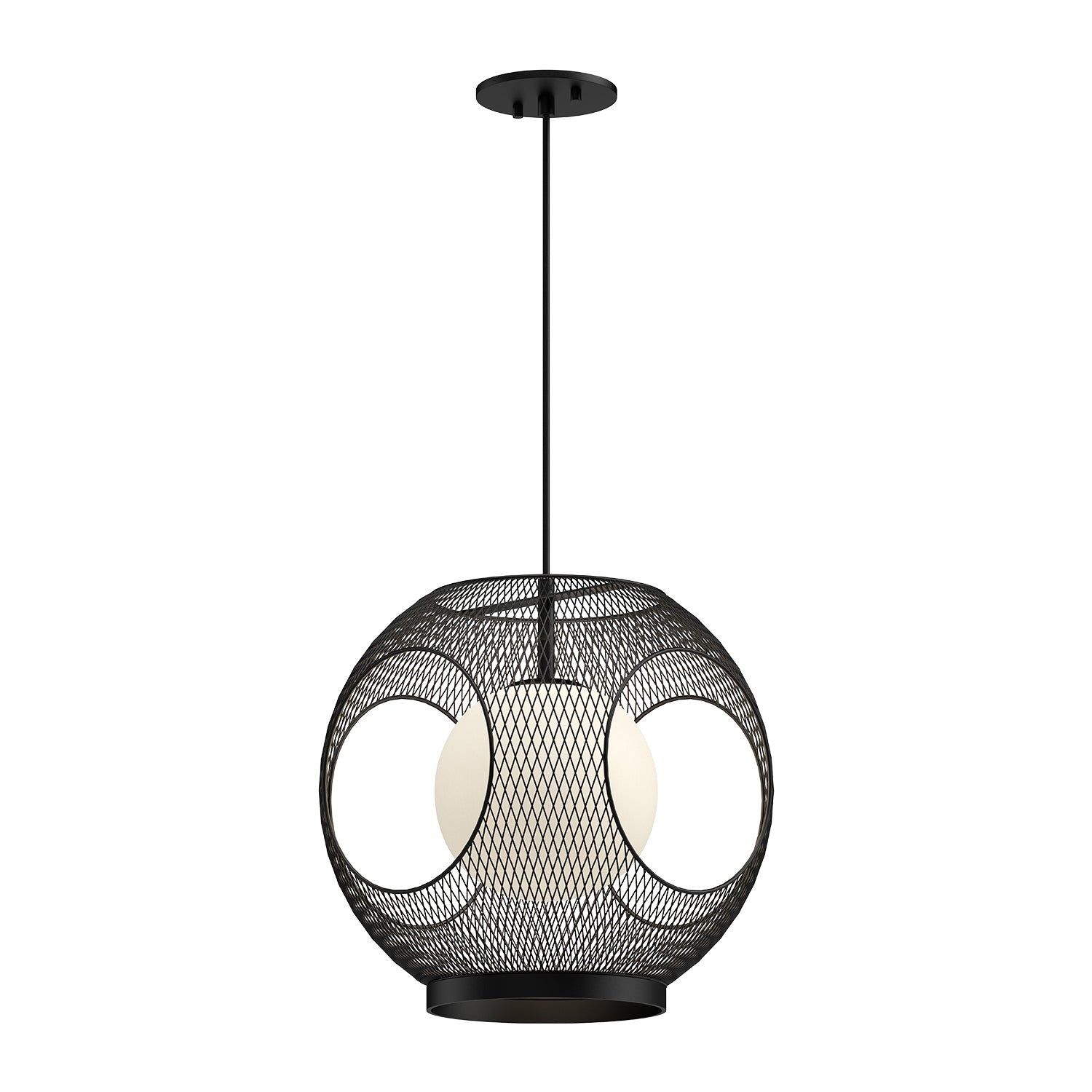 Kona 13-in Black/Opal Glass 1 Light Exterior Pendant