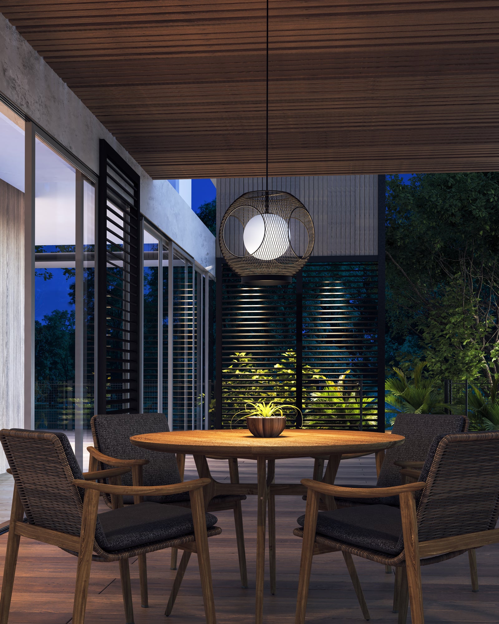 Kona 13-in Black/Opal Glass 1 Light Exterior Pendant