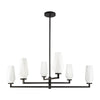 Krysta 35-in Matte Black/Opal Glass 6 Lights Chandelier