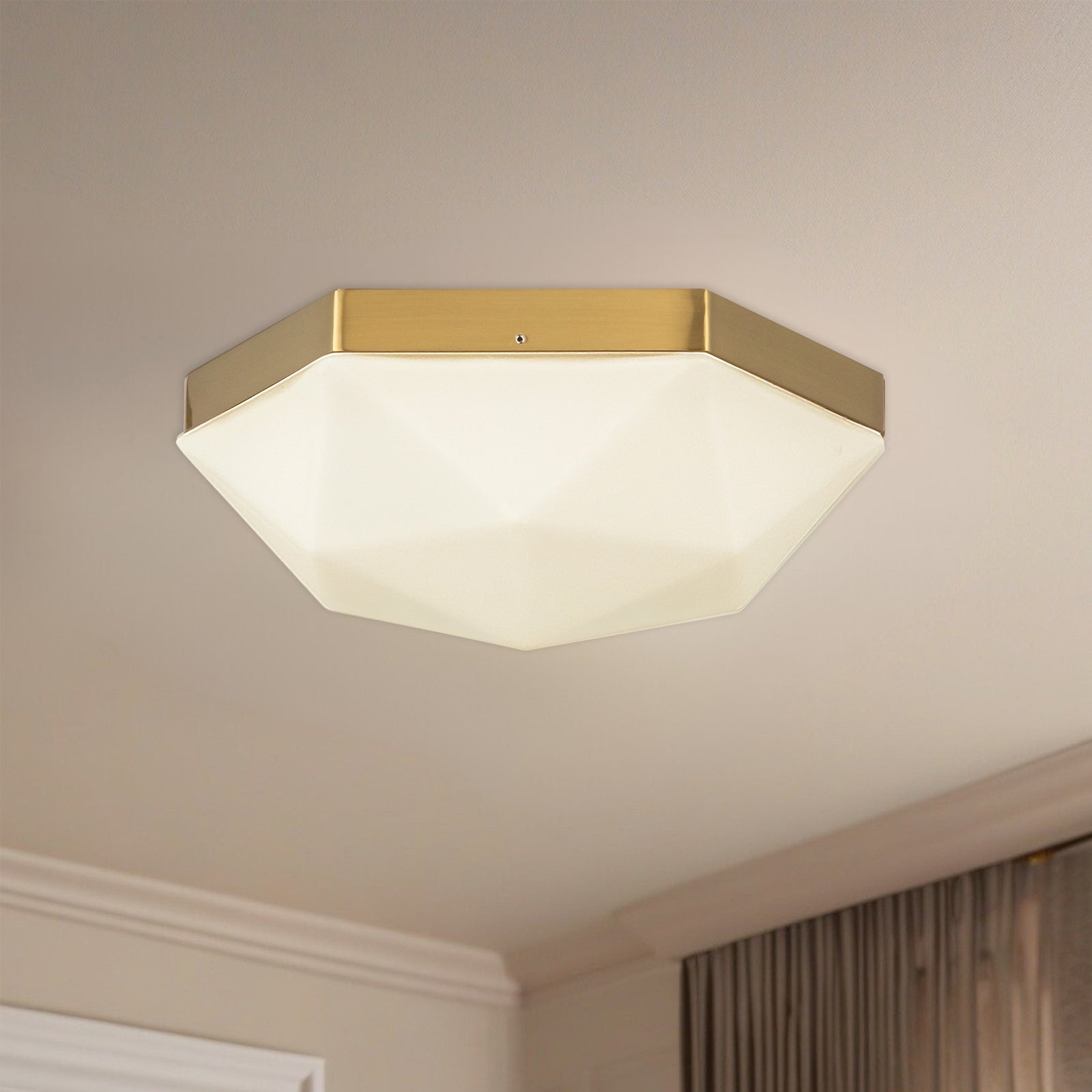 Krysta 12-in Brushed Gold/Opal Glass 2 Lights Flush Mount