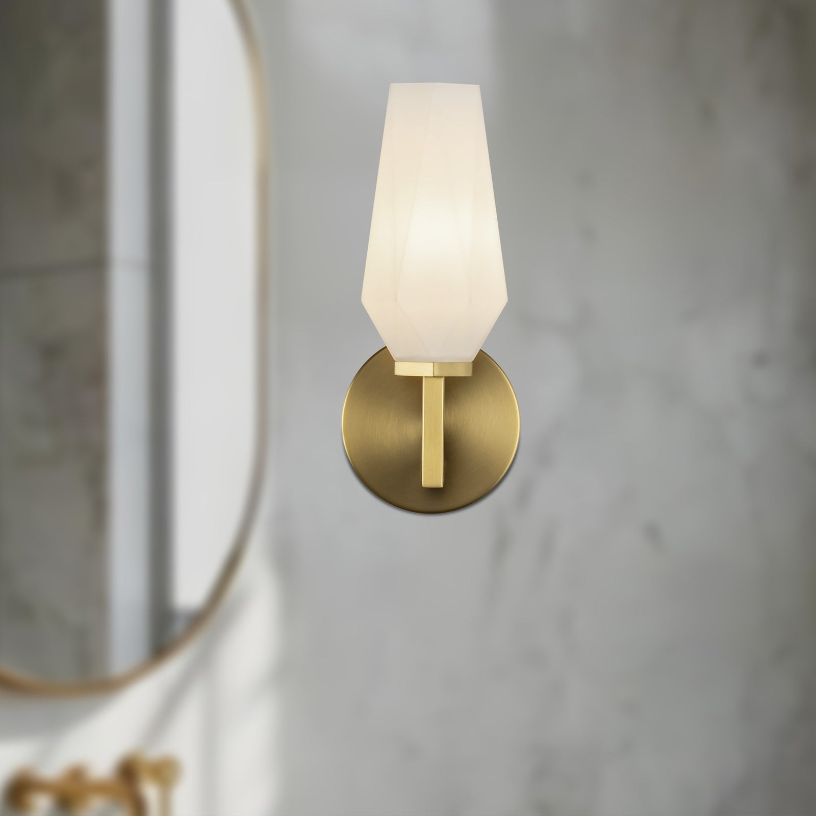 Krysta 10-in Brushed Gold/Opal Glass 1 Light Wall Vanity