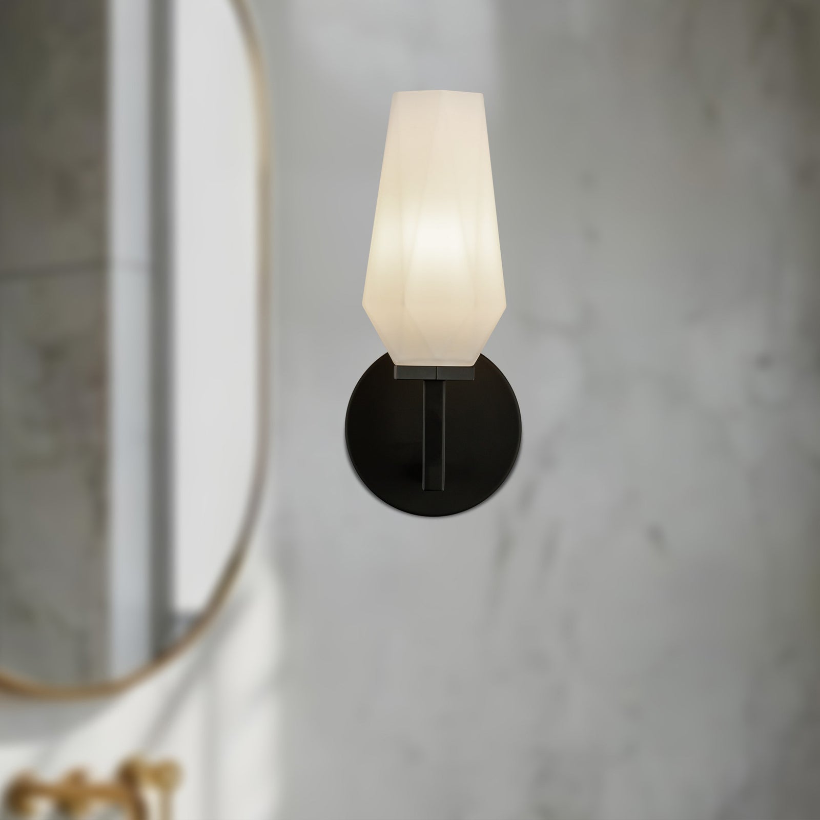 Krysta 10-in Matte Black/Opal Glass 1 Light Wall Vanity