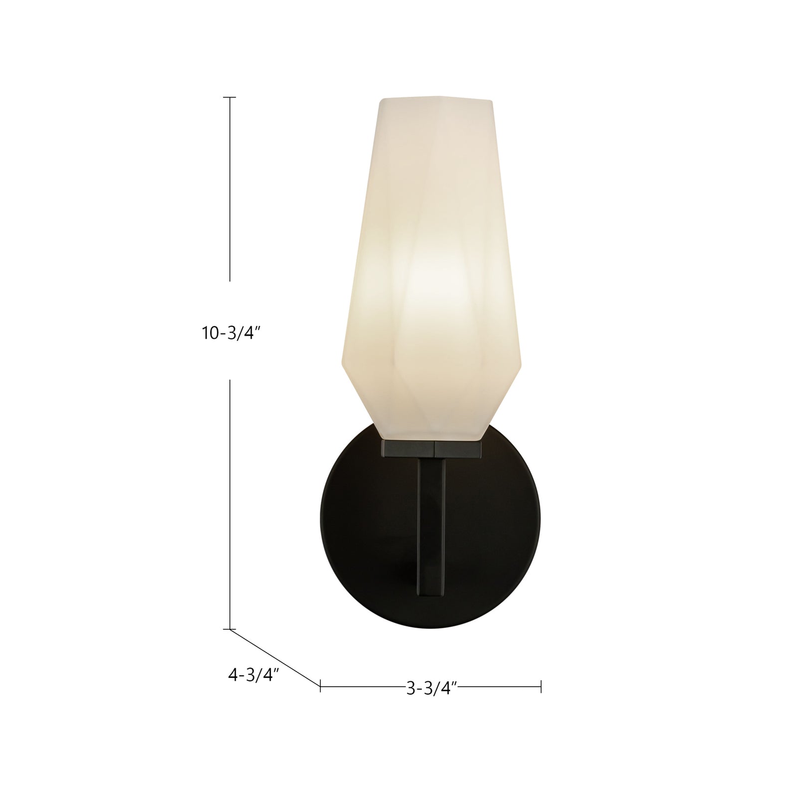 Krysta 10-in Matte Black/Opal Glass 1 Light Wall Vanity