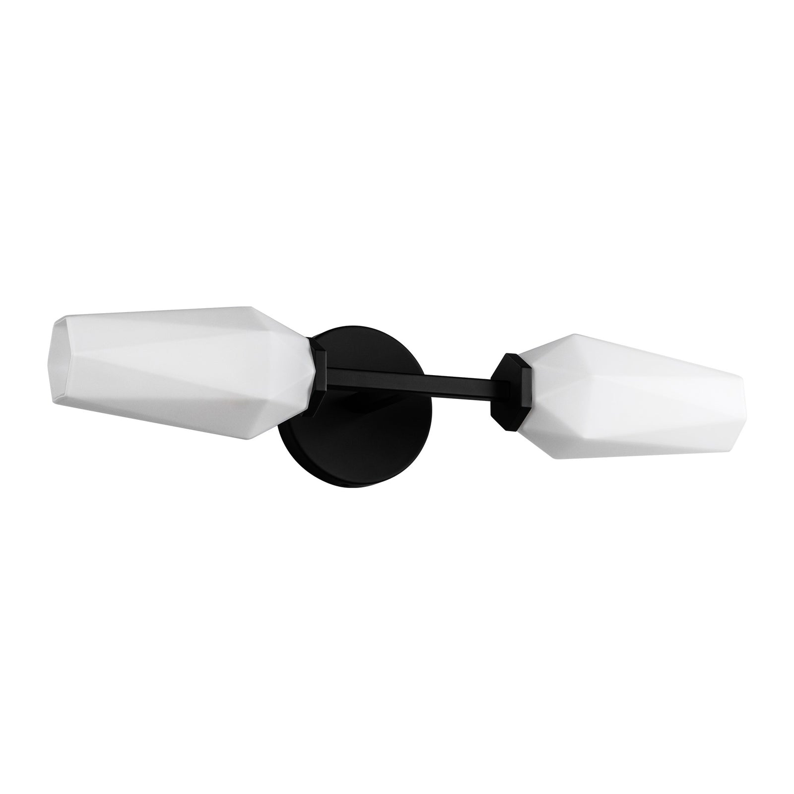 Krysta 20-in Matte Black/Opal Glass 2 Lights Wall Vanity