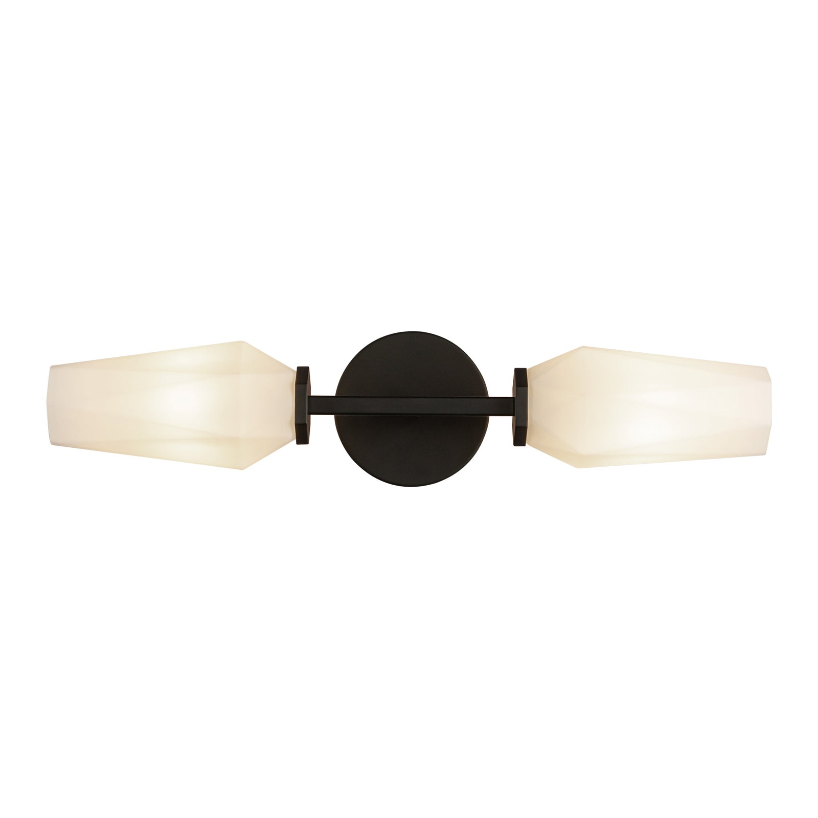 Krysta 20-in Matte Black/Opal Glass 2 Lights Wall Vanity