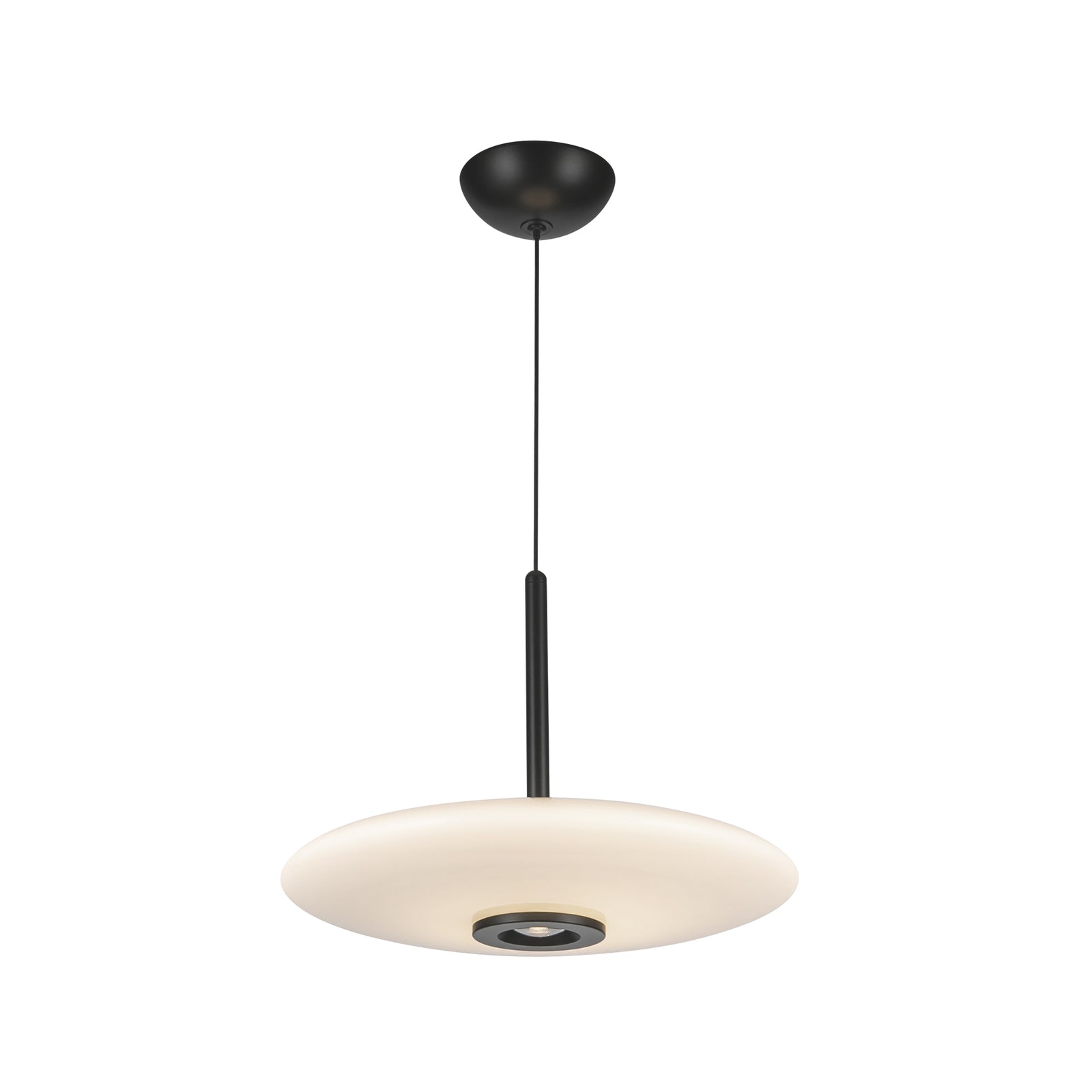 Kyoto 17-in Black/Glossy Opal Glass LED Pendant