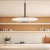 Kyoto 17-in Black/Glossy Opal Glass LED Pendant