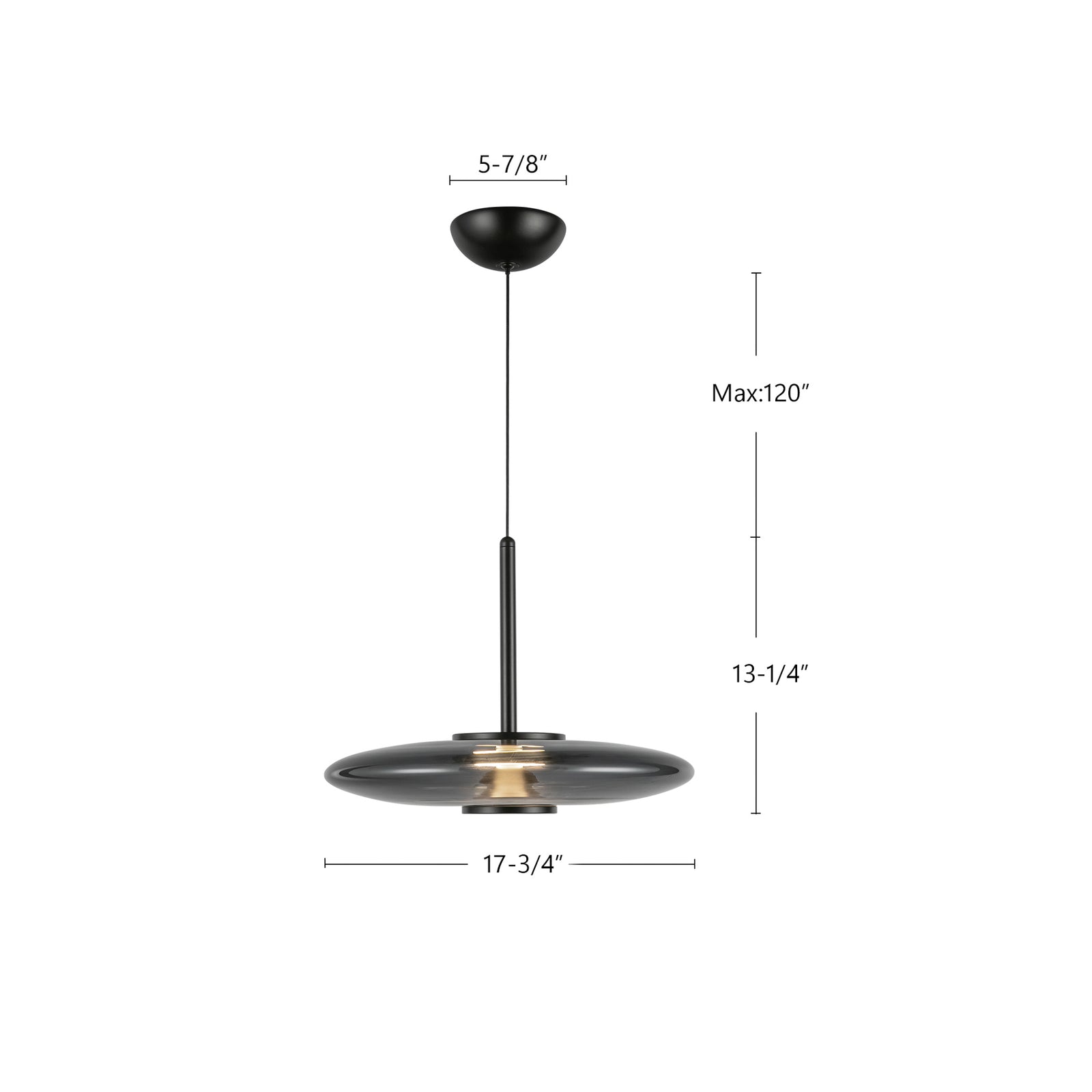 Kyoto 17-in Black/Smoked Glass LED Pendant