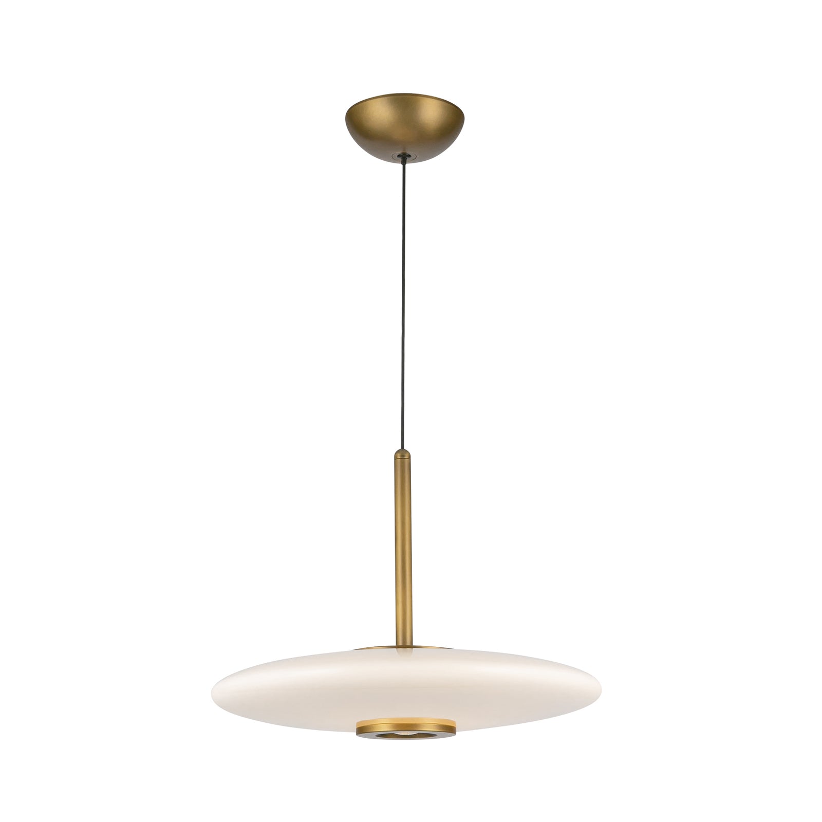 Kyoto 17-in Vintage Brass/Glossy Opal Glass LED Pendant
