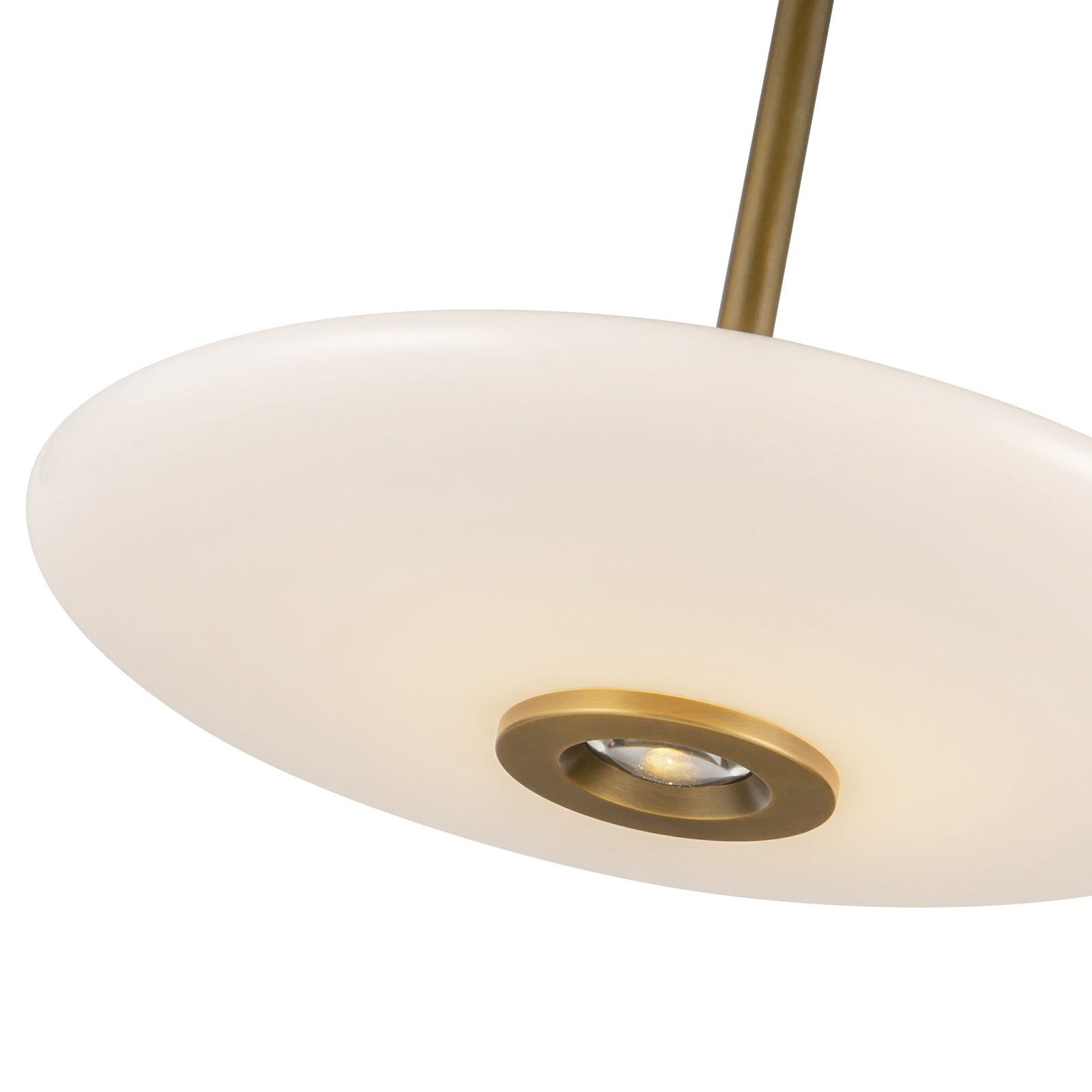 Kyoto 17-in Vintage Brass/Glossy Opal Glass LED Pendant