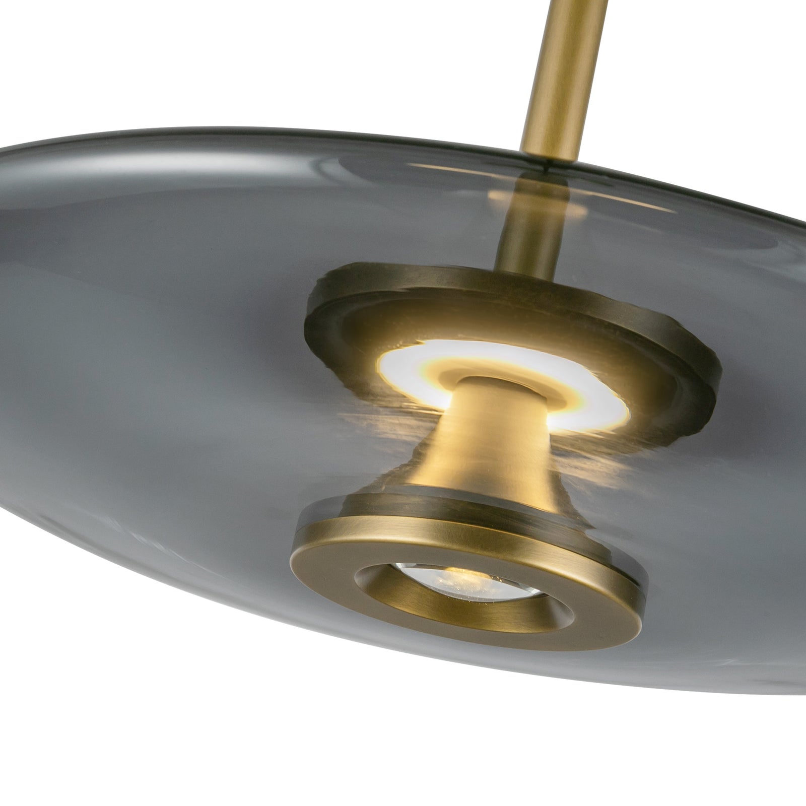 Kyoto 17-in Vintage Brass/Smoked Glass LED Pendant