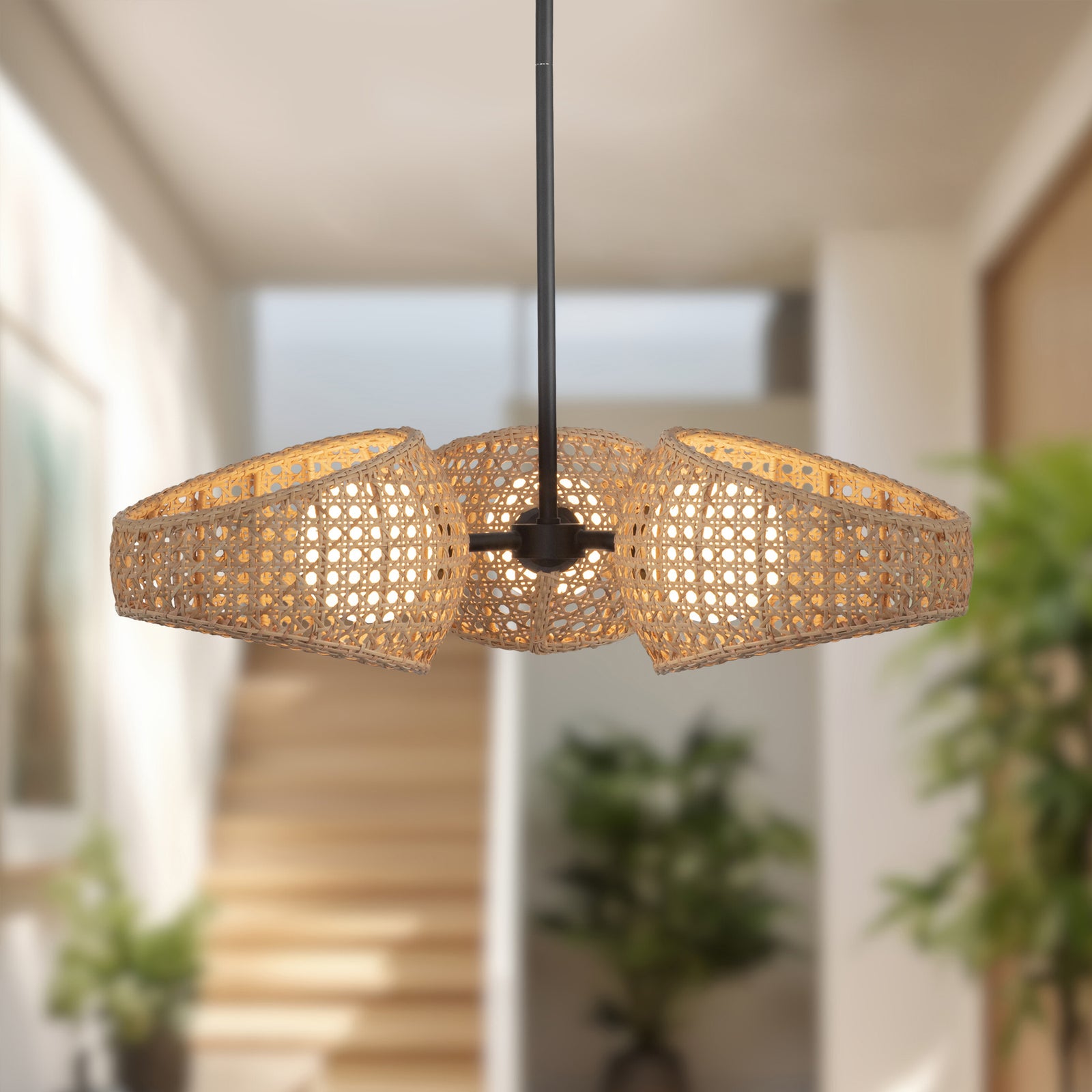 Lanai 25-in Black/Opal Glass LED Chandelier