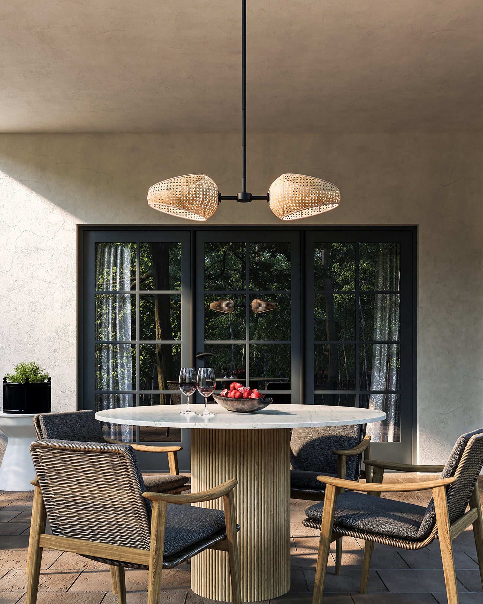 Lanai 25-in Black/Opal Glass LED Pendant