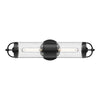 Lancaster 5-in Clear Bubble Glass/Textured Black 2 Lights Exterior Wall Sconce