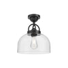 Lancaster 12-in Matte Black 1 Light Semi Flush Mount