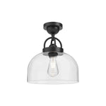 Lancaster 12-in Matte Black 1 Light Semi Flush Mount