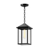 Larchmont 7-in Clear Glass/Textured Black 1 Light Exterior Pendant