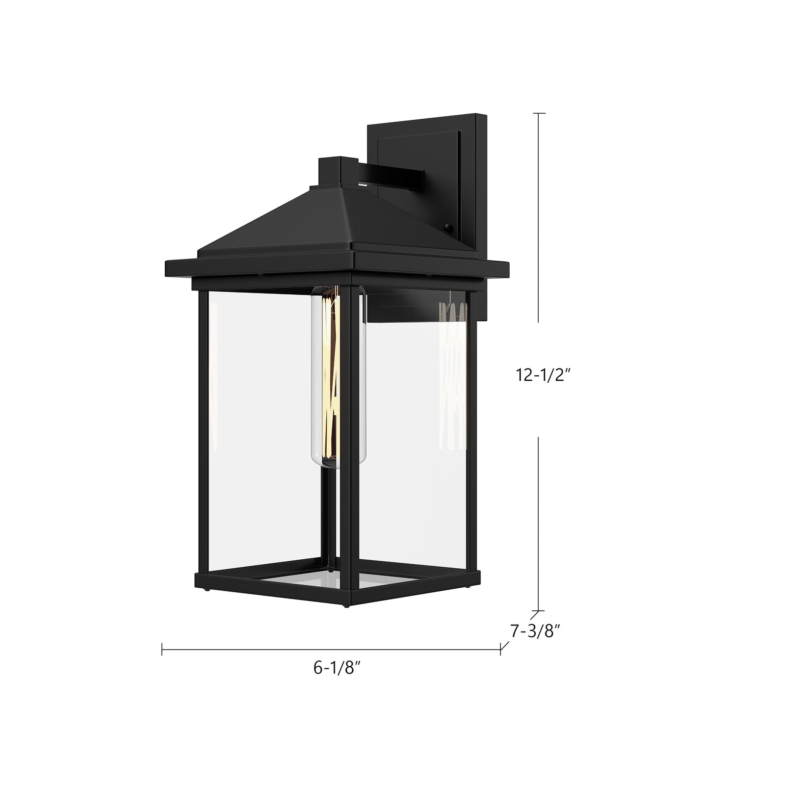 Larchmont 6-in Clear Glass/Textured Black 1 Light Exterior Wall Sconce