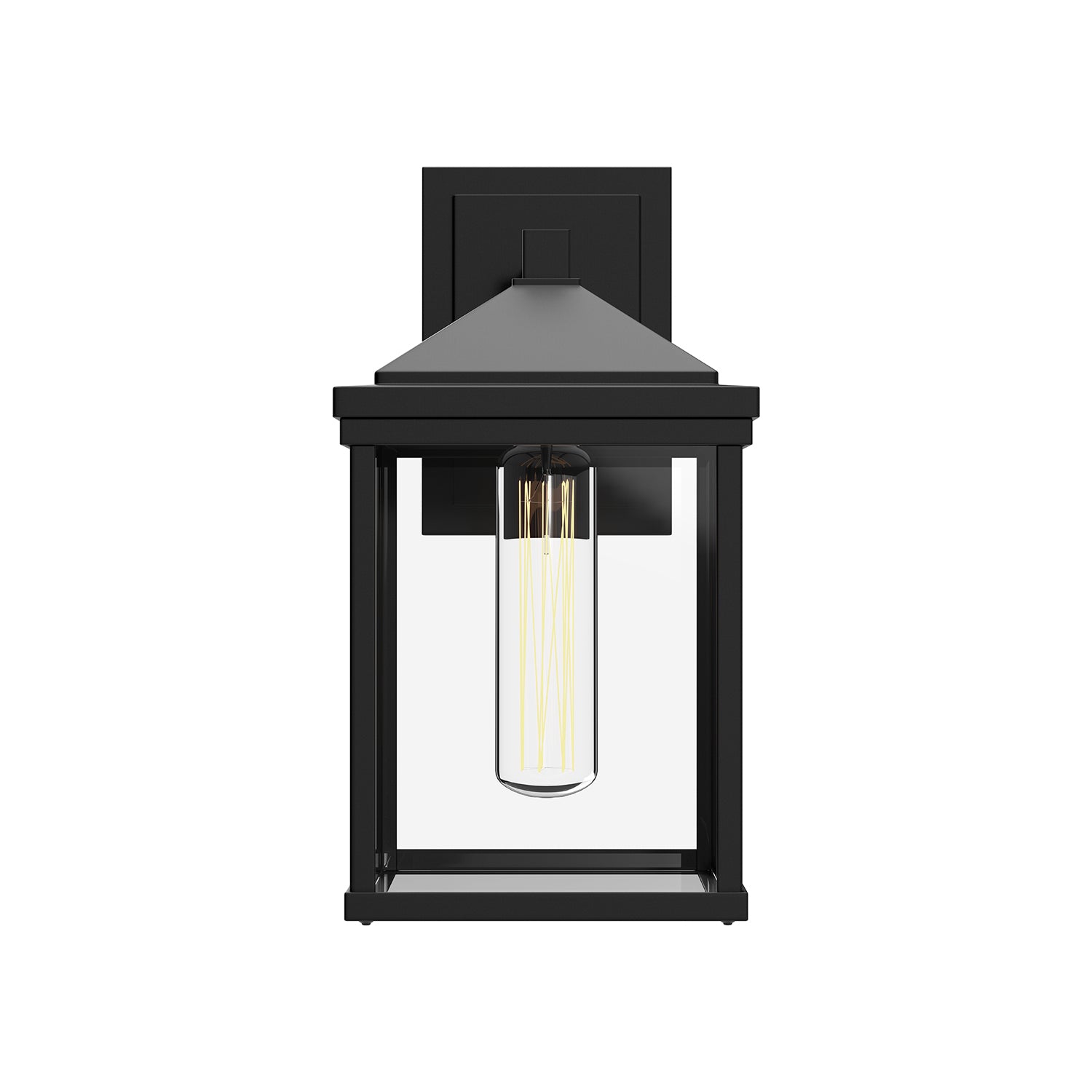 Larchmont 9-in Clear Glass/Textured Black 1 Light Exterior Wall Sconce