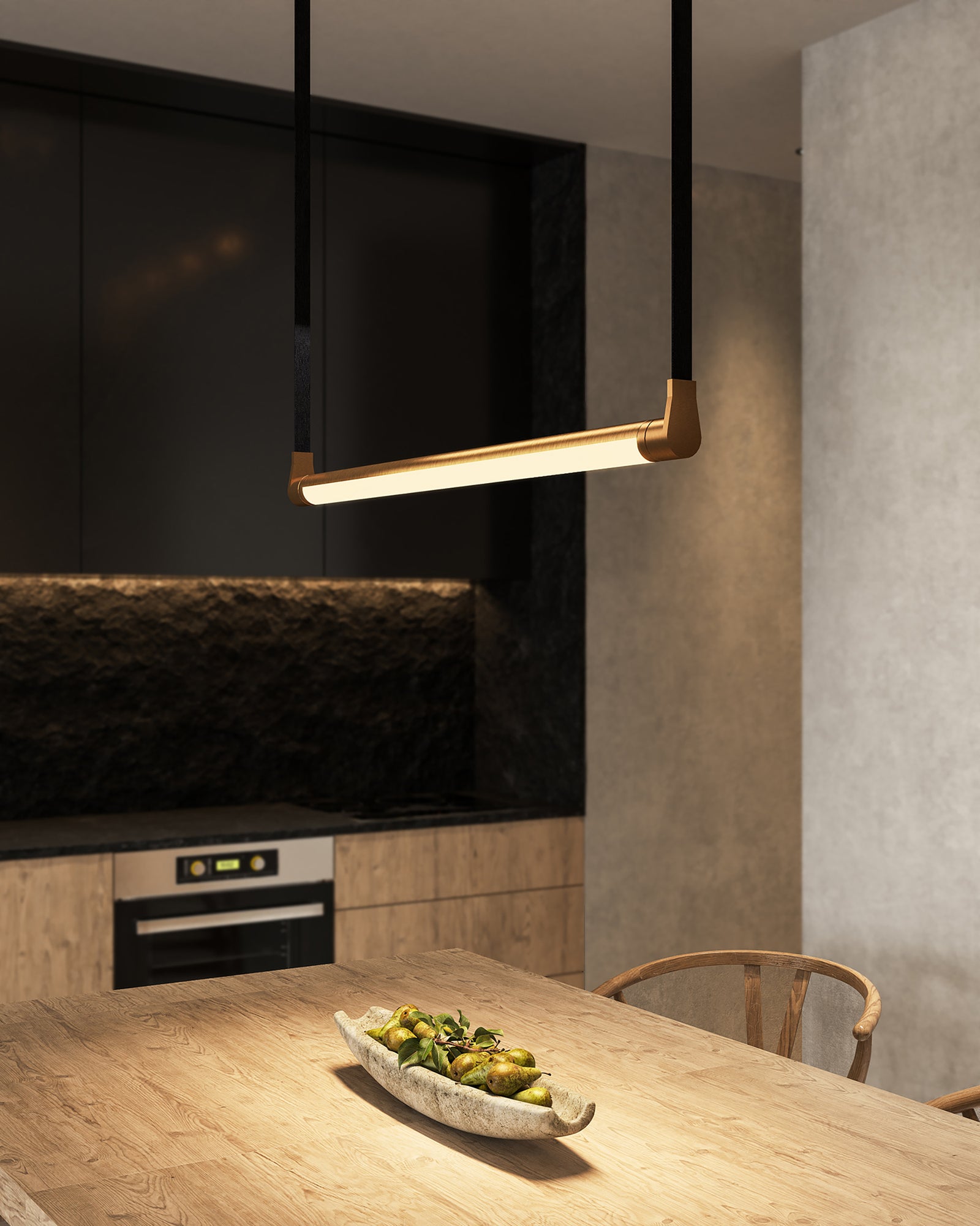 Laurence 41-in Vintage Brass LED Linear Pendant