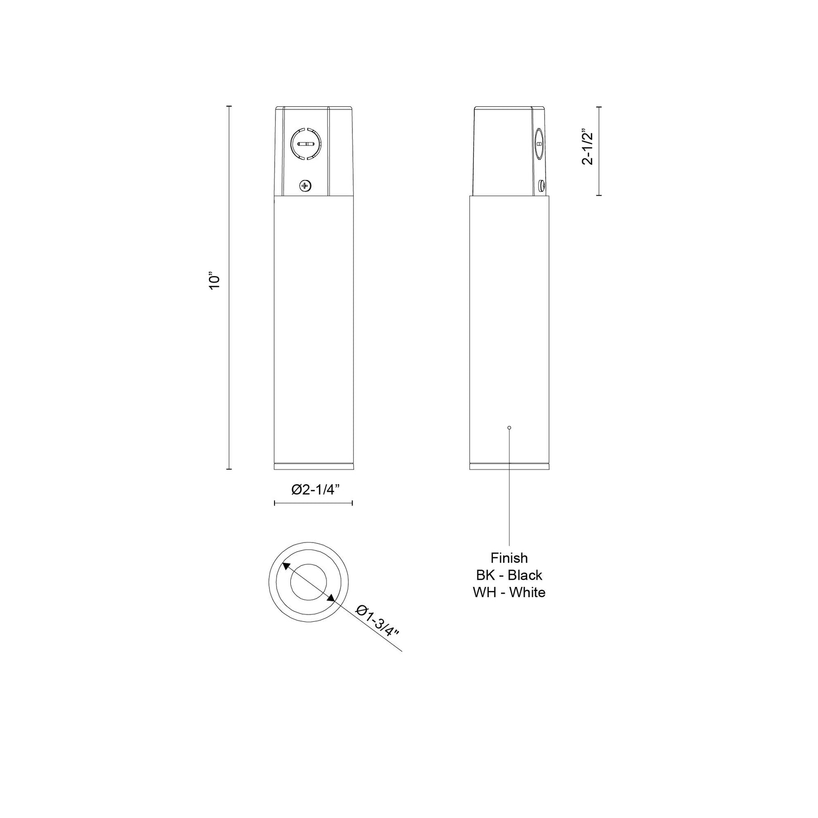 Lorna 10-in (2-in Dia.) 36 Degree Optic Black LED Concrete Ceiling Mount