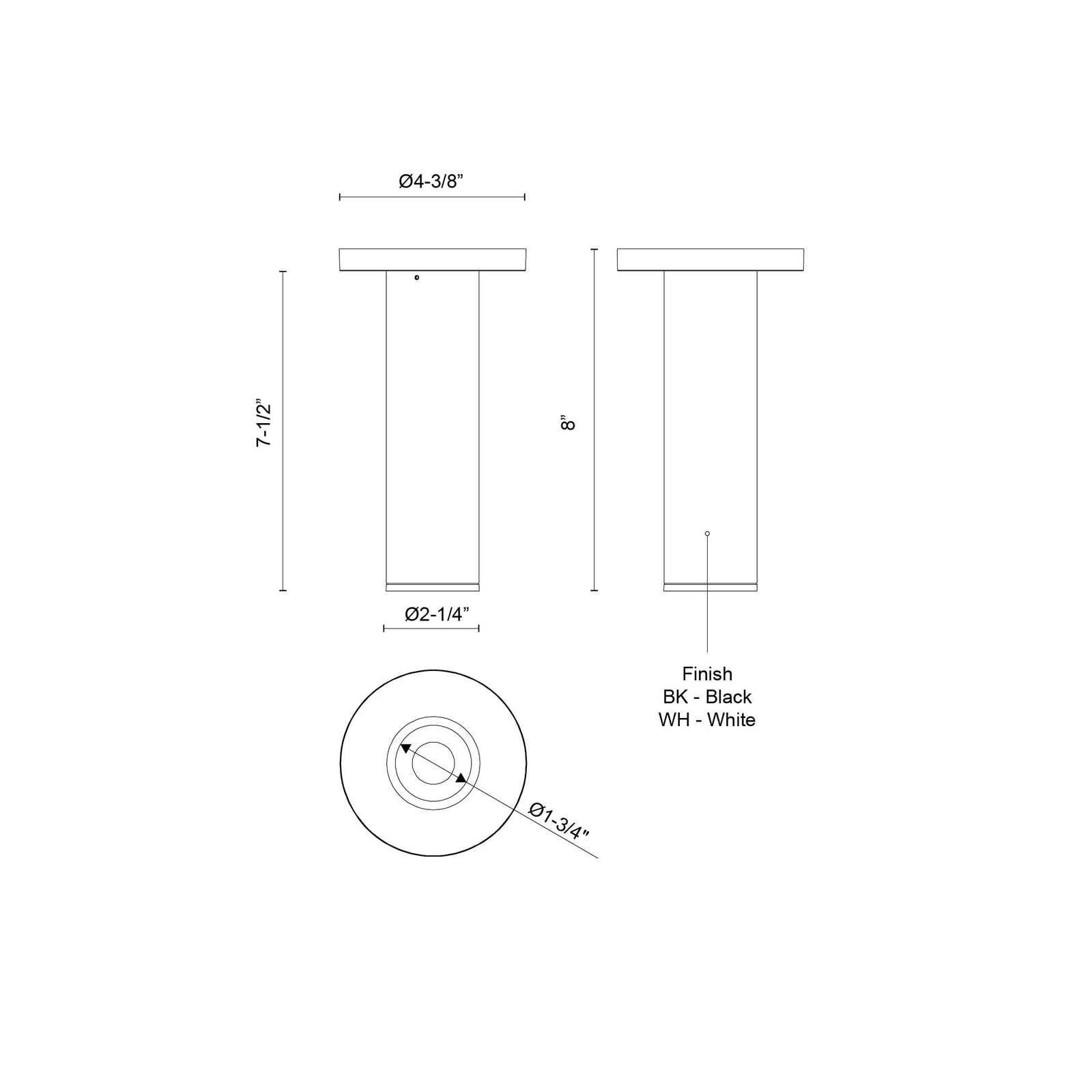 Lorna 8-in (2-in Dia.) 36 Degree Optic Black LED Ceiling Mount