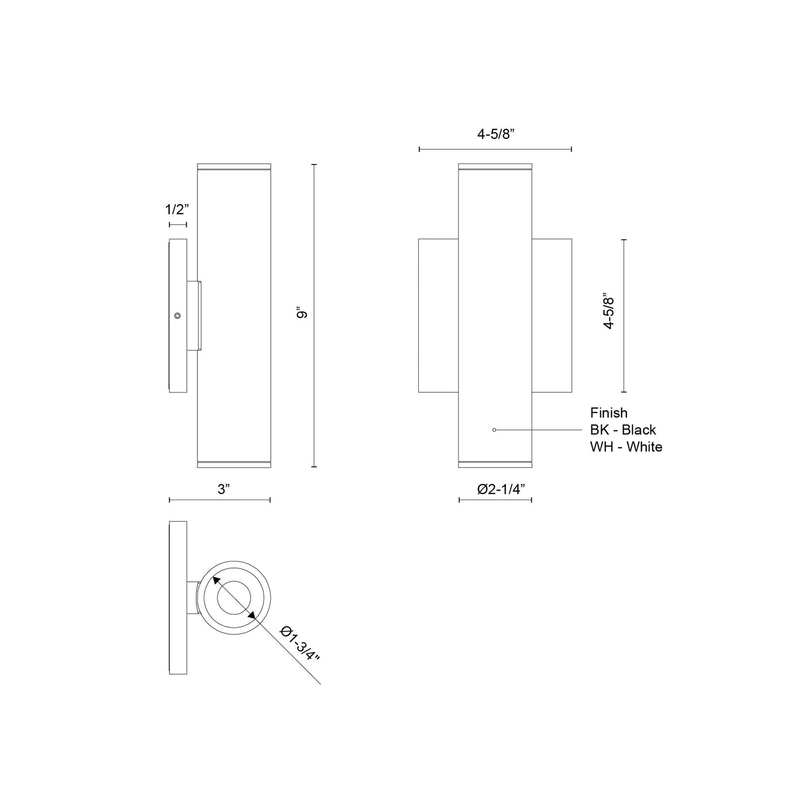 Lorna 9-in (2-in Dia.) 36 Degree Optic White LED Wall Sconce Up/Down Light