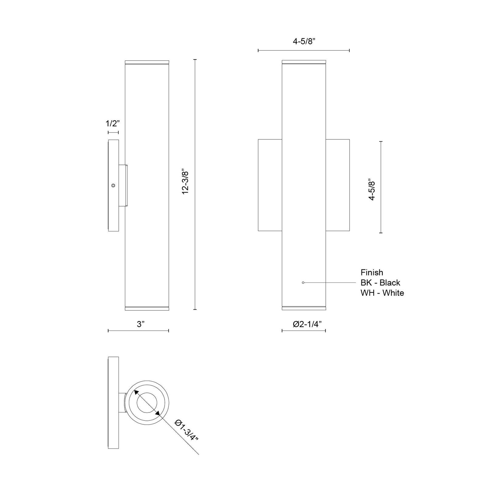 Lorna 12-in (2-in Dia.) 36 Degree Optic White LED Wall Sconce Up/Down Light