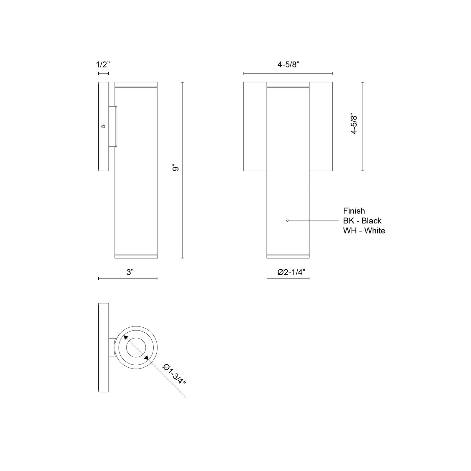 Lorna 9-in (2-in Dia.) 36 Degree Optic Black LED Wall Sconce