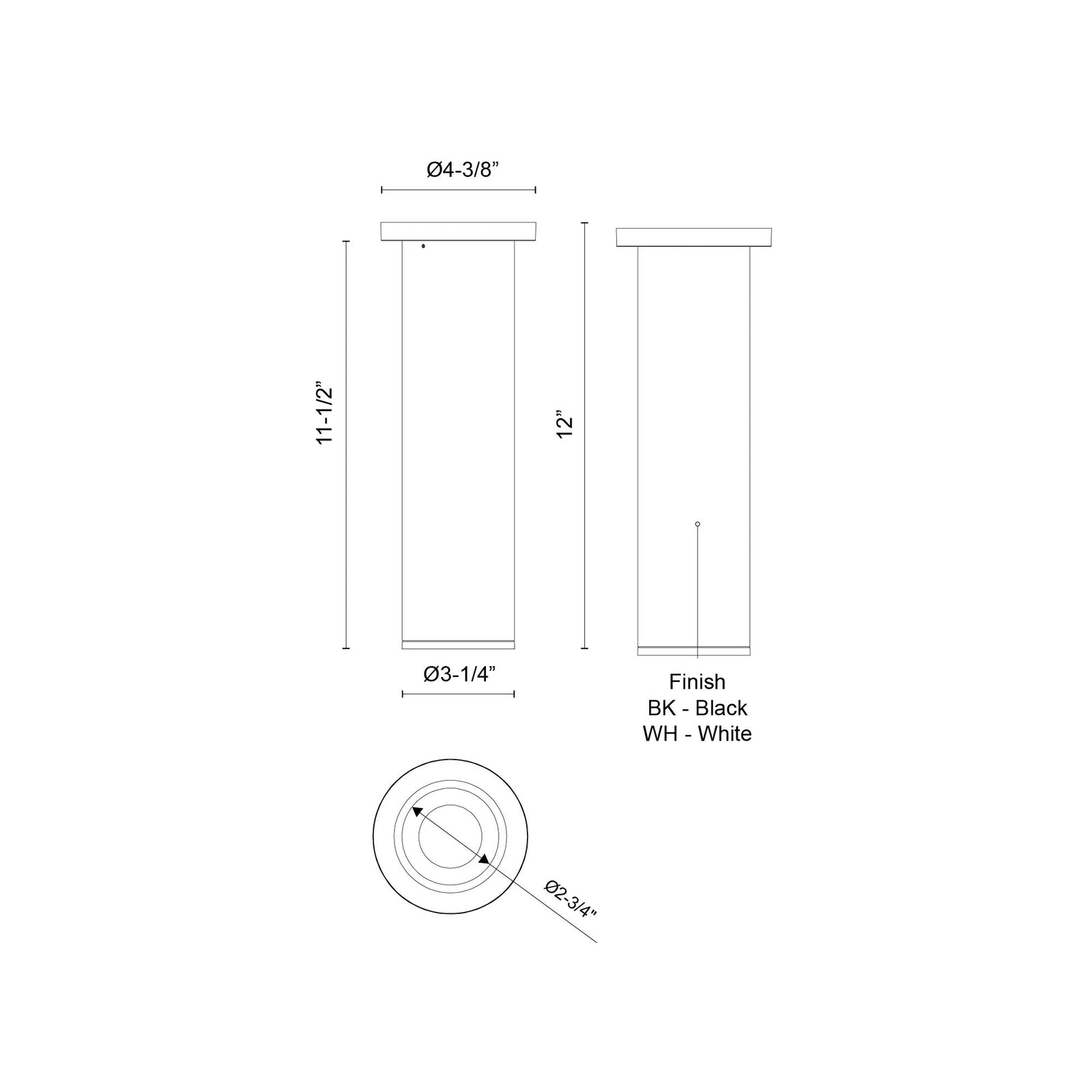 Lorna 12-in (3-in Dia.) 36 Degree Optic White LED Ceiling Mount