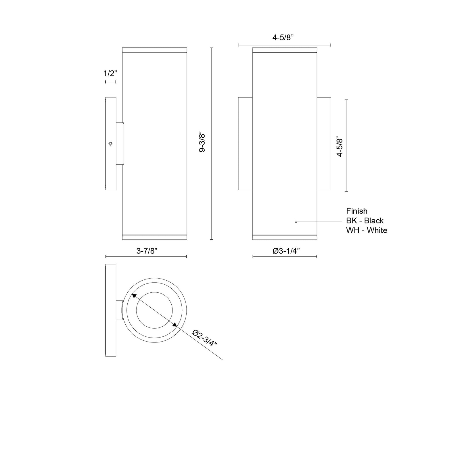 Lorna 9-in (3-in Dia.) 36 Degree Optic Black LED Wall Sconce Up/Down Light