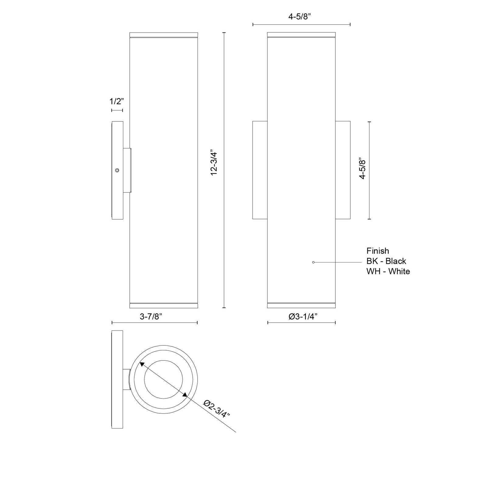 Lorna 12-in (3-in Dia.) 36 Degree Optic White LED Wall Sconce Up/Down Light